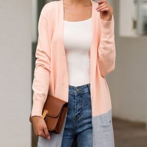 Pink and Grey Knit Cardigan
